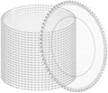24 Pack Clear Charger Plates 13 Inch Acrylic Round Dinner Chargers with Silver Beaded Rim, Plastic Round Decorative Plates for Kitchen Wedding Party Home and Tabletop Decoration by Tomeurperf