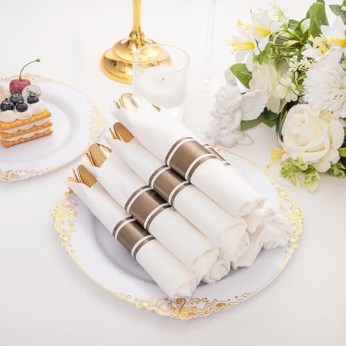 400PCS Gold Wrapped Silverware Disposable Fancy for Parties Weddings - Image 6