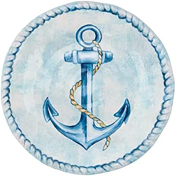 UP Sail Away Melamine Round Dessert Plates, Small Serving Plates, for Appetizer, Snacks, and Side Dishes, Blue, 6 Inch, Set of 4 - Image 3