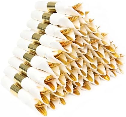 100 Pack Pre Rolled Gold Plastic Silverware Set with Napkins by Dlebay