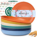 Homienly Wheat Straw Deep Plates 12 PCS Unbreakable Salad Plates Microwave & Dishwasher Safe Plastic Plates Reusable Stackable Bread & Butter Plates Sets for Kitchen, Camping, Party (9inch,Multi) by HOMIENLY