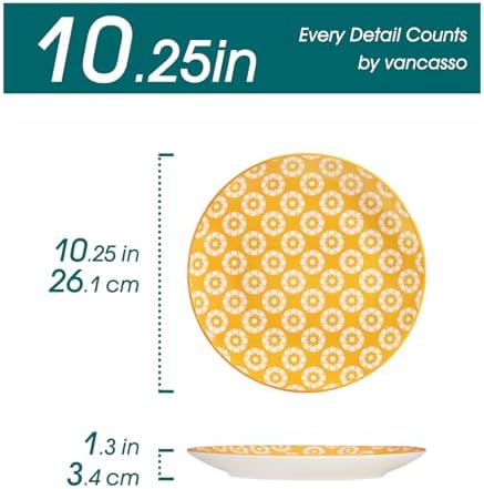 vancasso 10.25" Ceramic Dinner Plates Set of 6, Muted Vintage - Image 2