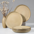 HaWare Stoneware Dinner Plates Set of 6, 10" Heavy Duty Ceramic Plates, Reactive Glaze Dinnerware for Home Restaurant, Chip and Scratch Resistant, Microwave and Dishwasher Safe, Reactive Sandy Khaki by HaWare