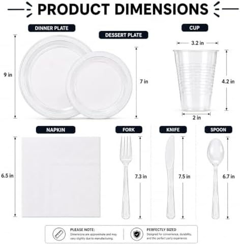 Exquisite 350 Pcs Clear Plates and Napkins Party Supplies Plate Sets - Image 3