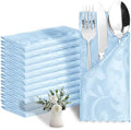 12 Pack Baby Blue Damask Satin Napkins 17 x 17 Inch by Eychei