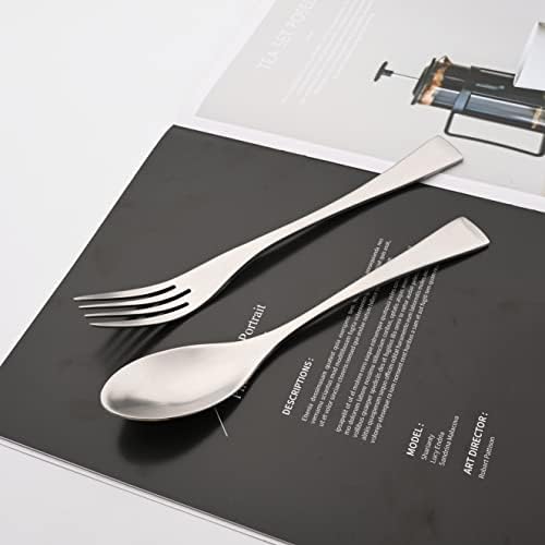 Luxury 304 Stainless Steel Matte Silver Cutlery Flatware Set - Utensil Set Steak Spoons and Forks Knife Silverware Set,Service for 4 (24-Piece) - Image 3