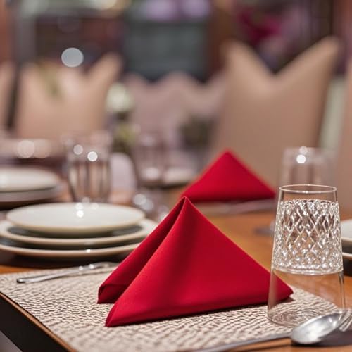 FOLINS&HOME Red Cloth Napkins Set of 6, Decorative 17x17 Inch Napkins - Image 5