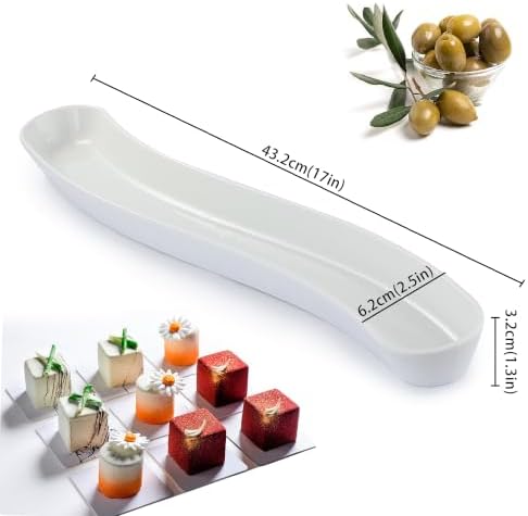 2 Pack Olive Dish, 17-Inch Ceramic Appetizer Tray for Charcuterie Board - Image 2