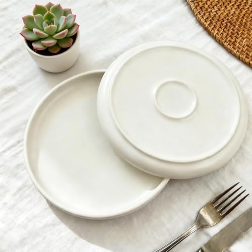 Salad Plates Set of 4, White Salad Plates, 10 Inch Round Appetizer Plates, Thick Edge Ceramic Dessert Plate for Appetizer, Dessert, Salad, Dinner - Image 6