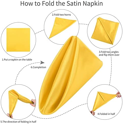 ANECO 16 Pack Square Satin Napkin Bright Silk Table Napkin Soft Smooth Fabric Table Napkin for Wedding Banquet Party Decoration, Yellow, 17 x 17 Inch - Image 3