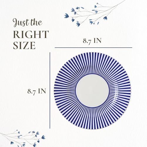 Spode Steccato Collection - 8.75" Salad Plate, Stripe Cobalt Blue (Set of 4) | Earthenware | Microwave and Dishwasher Safe | Made in England | Serving Plate for Salad, Pasta, or Appetizers - Image 7