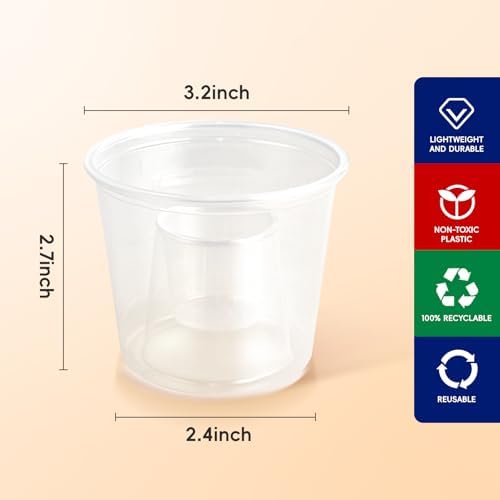 JOLLY CHEF 100 Disposable Bomber Cups, 4oz Clear Plastic Shot Glasses - Image 2