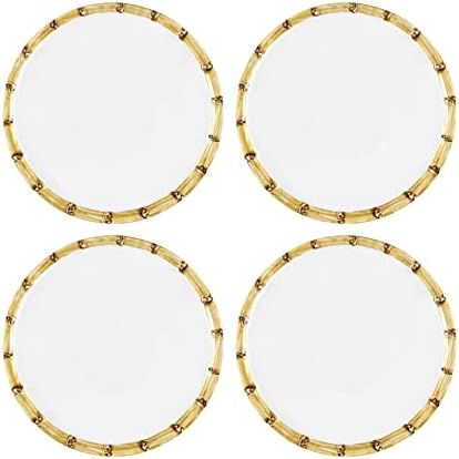 UP Bamboo Melamine Round Dessert Plates, Small Serving Plates, for Appetizer, Snacks, and Side Dishes, White, 6 Inch, Set of 4 by UPware