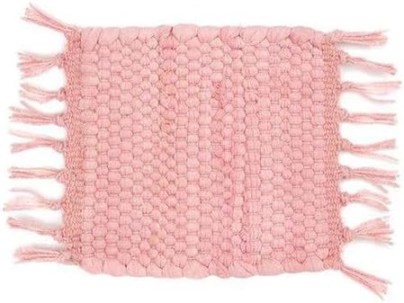 Handcrafted Chindi Rag Rug Coaster – 100% Cotton, Handwoven, Colorful & Eco-Friendly | Boho Style Drink Mat for Home, Kitchen, or Table Décor - Peony