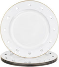 13" Round White Charger Plates, Heart Hollow Chargers for Dinner Plates with Golden Border, Formal Table Setting Accessory Centerpiece Bluk Wedding, Valentine's Day, Galentine's Day, Easter Set of 6 by Kazozobi