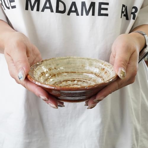 5.3 inches Serving Plates Set of 5, Rough Cut Shape Pottery, Dishwasher and microwave safe,Japanese Traditional Style and Color, Dessert plates, Appetizer Plates, Salad Plates (Deep Plate) - Image 4