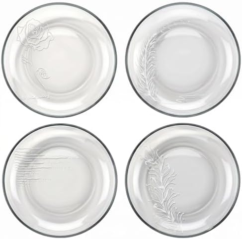 Tempered Glass Plates Set of 4, 8 Inch Appetizer Dessert Plates by heatedicecreamscoop
