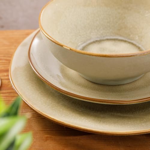 Gibson Elite Plates and Bowls Set, 12 Piece Dinnerware Set for 4, Beige - Image 3