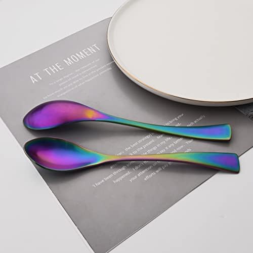 Luxury 18/10 Stainless Steel Matte Rainbow Colorful Cutlery Flatware Set - Utensil Set Steak Spoons and Forks Knife Silverware Set,Service for 4 (24-Piece) - Image 3