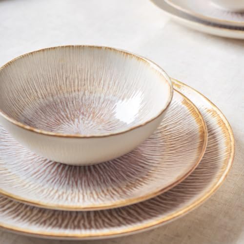 DOMICREVERY Ceramic Dinnerware Sets for 4, 12 pcs Plates and Bowls Sets - Image 2