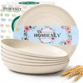 Homienly Deep Dinner Plates 10 Inch Wheat Straw Plates Set of 6 Large Salad Plates for Serving Unbreakable & Lightweight Plates Set for Picnic,RV Microwave & Dishwasher Safe Camping Plates (Beige) by HOMIENLY
