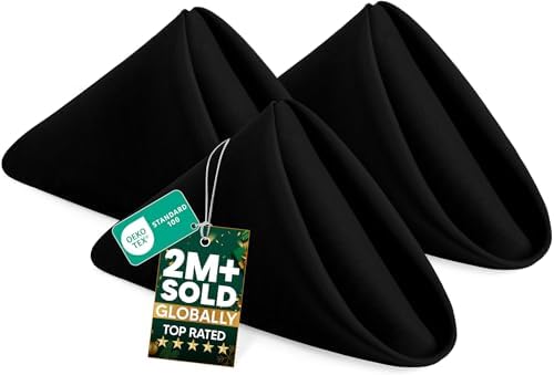 Utopia Home [12 Pack, Black] Cloth Napkins 20x20 Inches, 100% Polyester by UTOPIAHOME