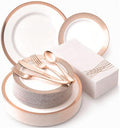 By Madee HEAVYWEIGHT Rose Gold Fancy Disposable Dinnerware Set, 175 Pc by byMadee