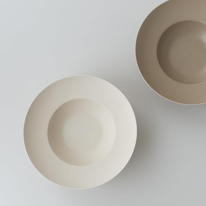 WENSHUO Deep Soup Plate, Angled Rim Pasta Bowl, High-foot Salad Bowl with Wide Rimmed, 15 oz (Crème)