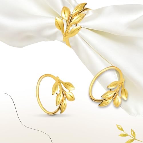 Napkin Rings Gold Napkin Rings Set of 24 Metal Napkin Holder for Table Holders for Paper Napkins Gold Leaf Napkins Rings Fall Thanksgiving Christmas Dinner Decor Banquet Kitchen Wedding Holiday Party - Image 5