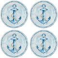 UP Sail Away Melamine Round Dessert Plates, Small Serving Plates, for Appetizer, Snacks, and Side Dishes, Blue, 6 Inch, Set of 4 by UPware