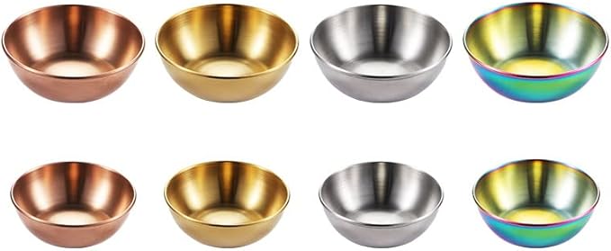 12 Pack Stainless Steel Sauce Dishes, Silver Mini Saucers Bowl Round Seasoning Dishes Sushi Dipping Bowl Appetizer Plates, 3.15inch