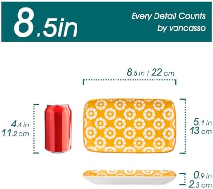 vancasso Selene Rectangular Salad Plates 8.5"x5.1"Inch, Set of 6 - Image 3
