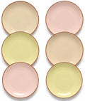 Dinner Plates Set of 6, 10 Inch Scratch Resistant Ceramic Plates, Pasta Plate, Salad Plate, for Main Course, Dishwasher and Microwave Safe, Warm Multicolor by AHX