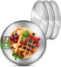 4 Stainless Steel Plates, 7.8 inch 304(18/8) Metal Camping Plate, Reusable Food Serving Dish Snack Eating Dishes Round Shatterproof Plate Silver Dinnerware for BBQ Dinner Oven Dishwasher Safe by Offiper