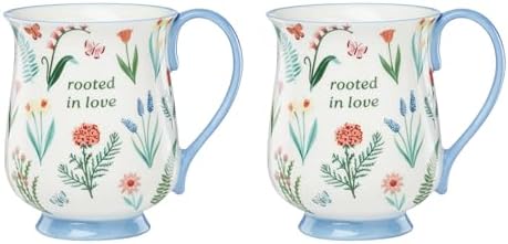 Oneida First Blooms Blue Porcelain Mug Set for 2, 12oz by Oneida
