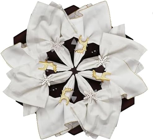 COTTON CRAFT Snowflake Napkin Rings - Set of 8 Silver Christmas Napkin Ring - Image 4
