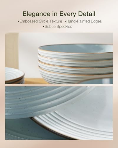 Famiware Jupiter Stoneware Dinnerware Sets with Pasta Bowls, Dishes for 4 - Image 5