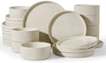 Famiware Stoneware Dishes Dinnerware Sets for 6, Ribbed Plates and Bowls by Famiware