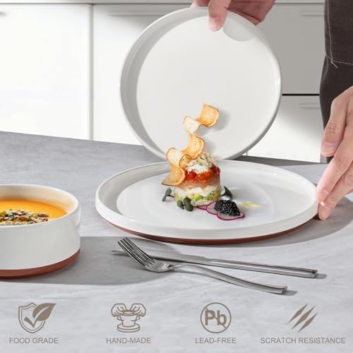 LIANYU Plates and Bowls Sets, 12 Pieces Stoneware Dinnerware Set for 4 - Image 3