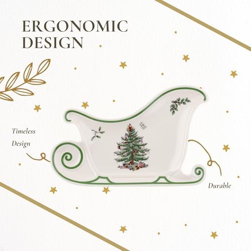 Spode Christmas Tree Embossed Sleigh Porcelain Serving Platter - Image 6