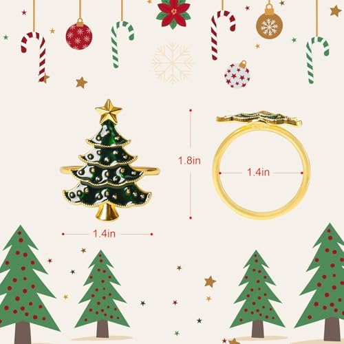 Christmas Napkin Rings Set of 8, Green Christmas Tree Metal Napkin Rings Holder Suitable for Christmas Thanksgiving Festival Holiday Table Dinner Decorations - Image 5