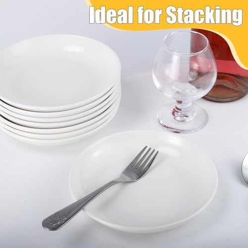 8 Pack 6 Inch White Ceramic Dessert Plates, Round - Image 5