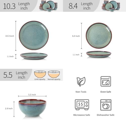 DOMICREVERY Ceramic Dinnerware Sets for 8, 24-Piece Plates and Bowls Sets - Image 3