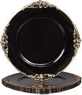 MAONAME Black Charger Plates Set of 6, Plate Charges for Dinner Plates by MAONAME
