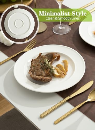 10 Inch Porcelain Salad Dinner Plates, 8 Pieces, White - Image 4