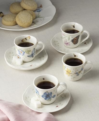 Lenox 897806 Butterfly Meadow Espresso Cup & Saucer, Set Of 4, Service For 4 - Image 4