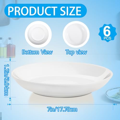 Ceramic Dessert Plates, 6 PCS, White, 7 Inch, Round - Image 2