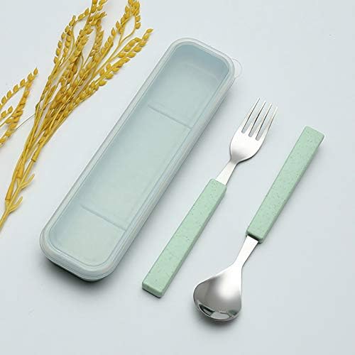 VANRA 2-Piece Children Flatware Set 18/10 Stainless Steel Child Tableware Set Silver Cutlery Set Silverware Dinner Utensils Spoon Fork Set with Travel Case for Kids (Chrome Finished) (Green) - Image 4
