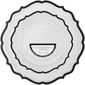 PLASTICPRO 32 Pack Elegant Disposable Plastic Plates Combo Set Includes 16 Dinner Plates and 16 Salad Plates Heavy Duty Fancy Party Plates Clear & Black Contemporary Design by PLASTICPRO