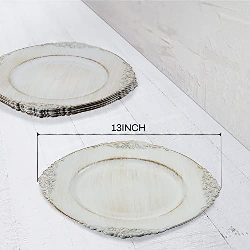 MAONAME Antique White Charger Plates, Round Plate Chargers Set of 6 - Image 6